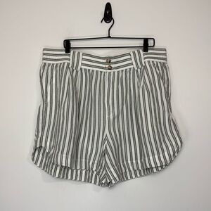 Madewell  Linen-Blend Curved-Hem Shorts in Stripe 2X